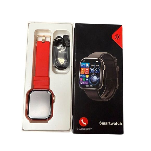 2024 Smart Watch Men/Women Waterproof Watch Bluetooth iPhone/Android Red NEW - Picture 3 of 3